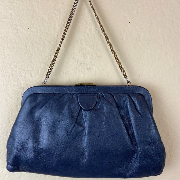 Contessa Bags Vintage Contessa Purse Clutch Navy Leather Poshmark